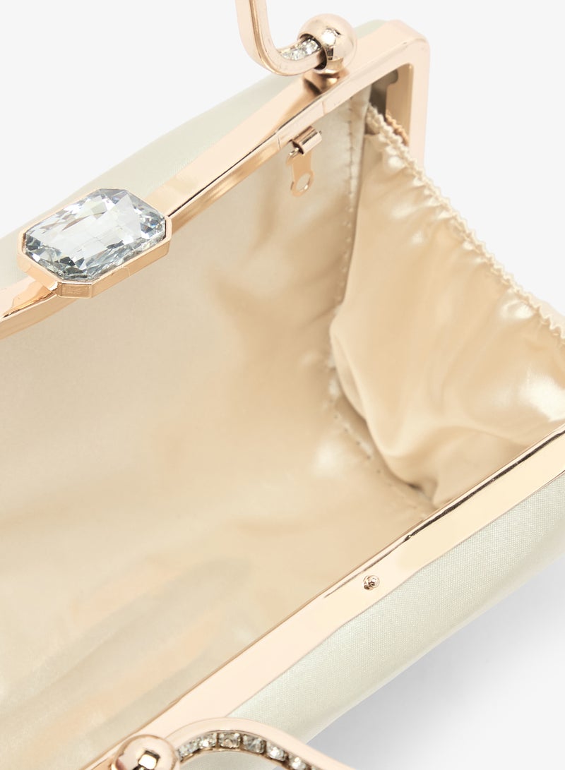 Ella Limited Edition Metallic Gold Top Handle Clutch With Gold Accent - Image 4